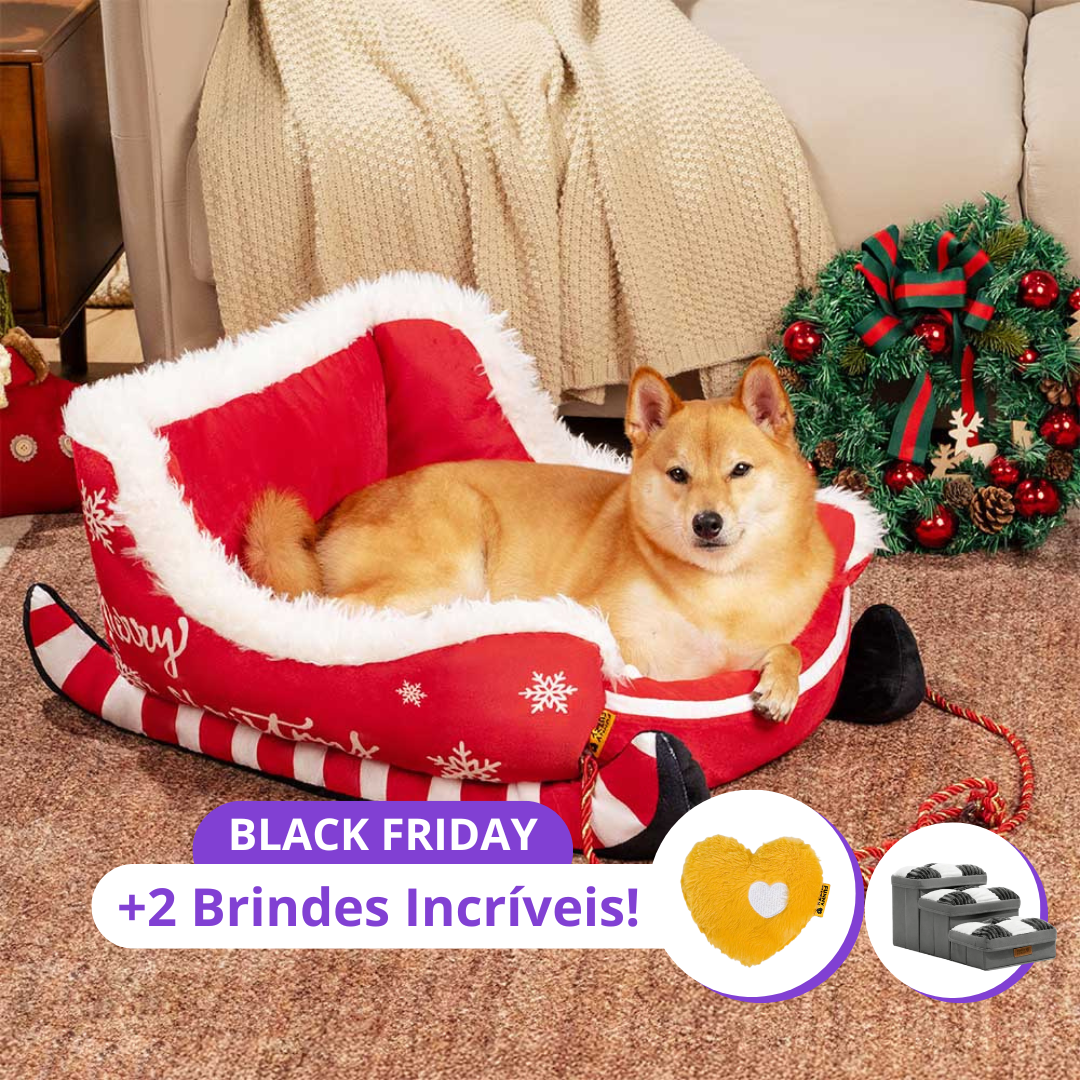 Caminha Natalina Aconchegante para Cães + 2 Brindes Incríveis