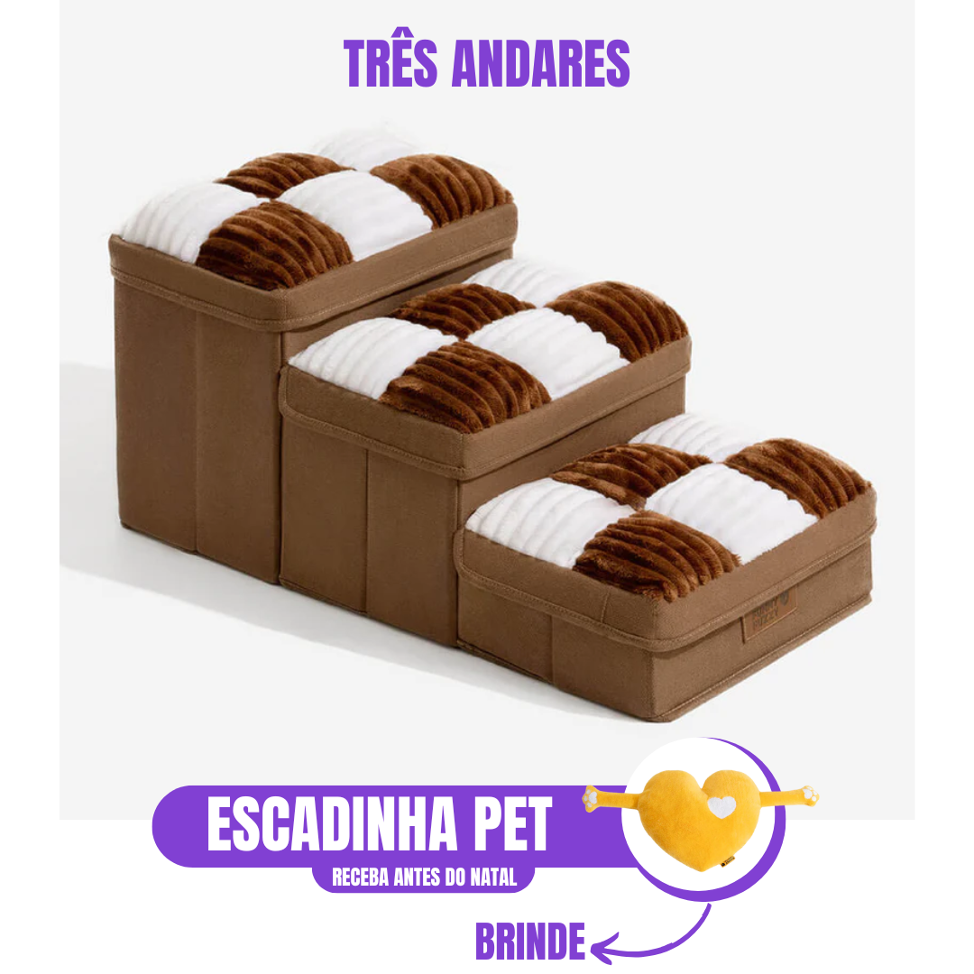 [OFERTA DE NATAL] Escada Para Pet Artesanal com Espaço Interno + Brinde